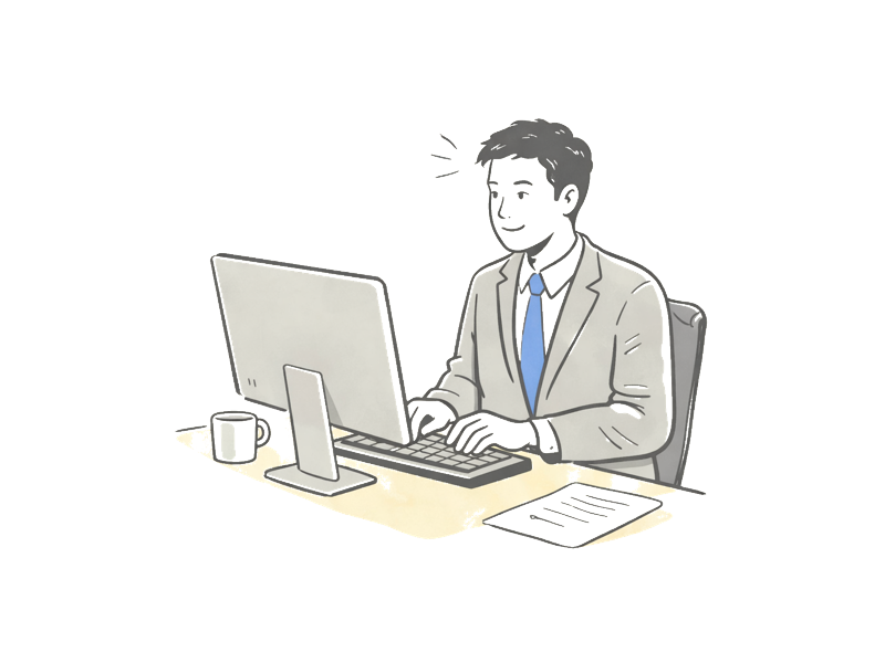 Professional certified translator working at desk on official documents